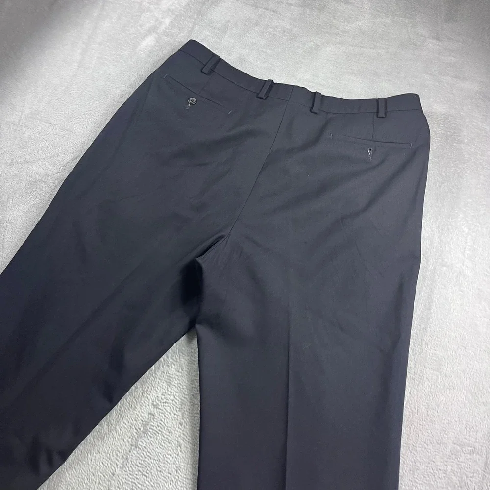 Lauren Ralph Lauren Total Comfort Men Pleated Cuffed Dress Pants Navy Blue 37x31